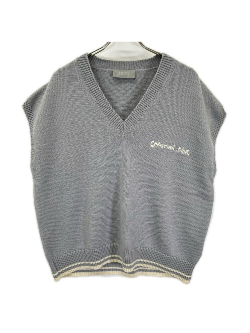 Dior Gray Logo Embroidery Wool Alpaca Knit Vest